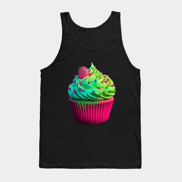 Neon Pink Cupcake Tank Top by mw1designsart